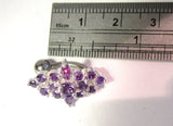 Sterling Silver VCH Hood Clit Bar Purple Marquise Cut Crystals CZ 14 gauge 14g - I Love My Piercings!