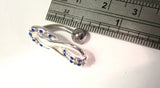 Sterling Silver VCH Hood Clit Bar Clear Dark Blue Loops Crystals CZ 14 gauge 14g - I Love My Piercings!