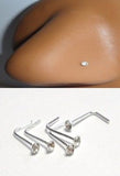 5 Pc 2mm CLEAR CZ Nose Stud L Shape Ring 22 gauge 22g - I Love My Piercings!