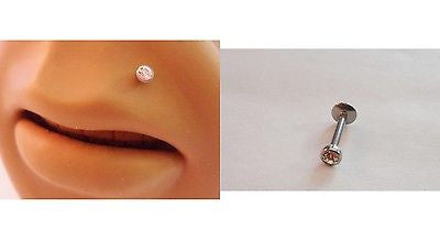 New Clear Crystal Gem 2.5mm CZ Monroe Lip Ring Post Stud 16 gauge 16g - I Love My Piercings!