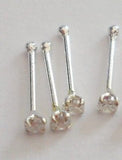 CLAW SET Pronged Nose Bones Ball end Straight Pins Clear Crystal 22 gauge 22g - I Love My Piercings!