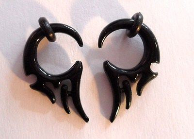 Pair 2 pieces Black Tribal Acrylic Spiral Tapers Lobe Plugs 10 gauge 10g - I Love My Piercings!