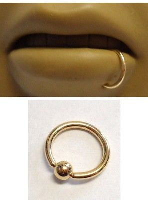 GOLD TITANIUM Side Lip Hoop Bottom Ring 16 gauge 16g 8mm diameter - I Love My Piercings!