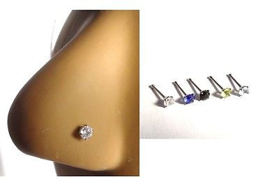 5 Piece Ball End Straight Nose Bones Rings Pins Studs 3mm Crystals 20 gauge 20g - I Love My Piercings!