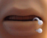 White Titanium Horseshoe Circular Side Bottom Lip Half Hoop Ring 14 gauge 14g - I Love My Piercings!