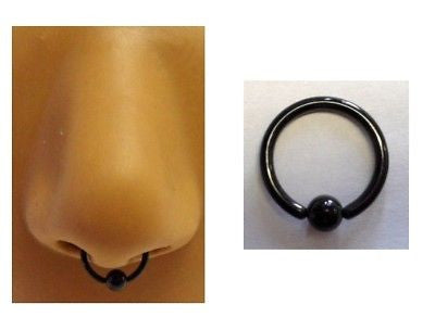 Nose Ring SEPTUM Nostril BLACK Hoop 14 gauge 14g 11mm - I Love My Piercings!