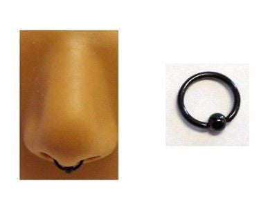 Nose Ring SEPTUM Nostril BLACK Hoop 16 gauge 16g 8mm - I Love My Piercings!