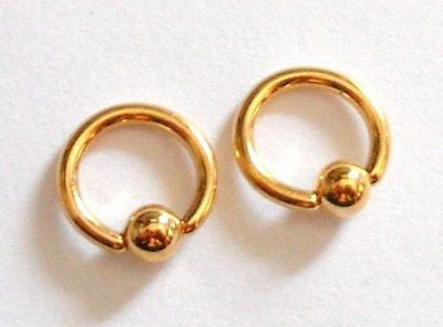 GOLD Plated CAPTIVES Hoops Rook Daith Tragus 18 gauge 6mm Gun Piercing Gauge - I Love My Piercings!