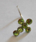 New Sterling Silver Nose Stud Ring L Shape Crystal Peridot CROSS 20g 20 gauge - I Love My Piercings!