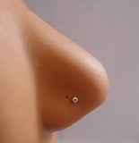 4 Sterling Silver Tiny Clear Crystal Nose Studs Pins Rings L Shape 22 gauge 22g - I Love My Piercings!