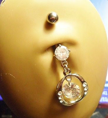 Surgical Steel Belly Ring Barbell Jeweled Crystal Hoop 14 gauge 14g - I Love My Piercings!
