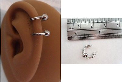 Ear Cuff Fake Helix Cartilage Piercing Jewelry Ear Hoop Double Ball Steel - I Love My Piercings!