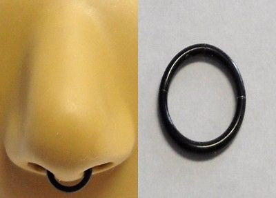 Black Titanium Plated Seamless Segment Septum Nose Ring Hoop 14g 14 gauge 8mm - I Love My Piercings!