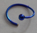 Blue Titanium Sterling Silver Nose Jewelry Stud HOOP Ring 22 gauge 22g 9mm - I Love My Piercings!