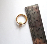 Gold Titanium Captive Clear Crystal Bead Hoop Nose Septum Ring 16 gauge 16g - I Love My Piercings!
