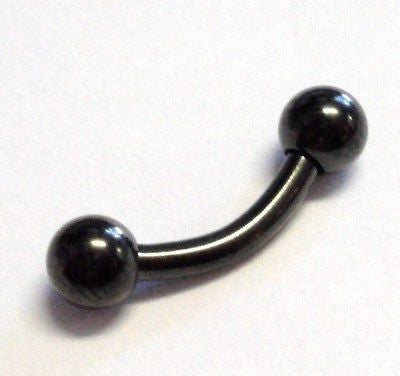 BLACK TITANIUM Curve Eyebrow Ring 14g 14 gauge 8mm post - I Love My Piercings!