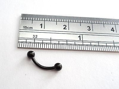 BLACK TITANIUM Curve Eyebrow Rook Snug Barbell Ring 16g 16 gauge 8mm post - I Love My Piercings!