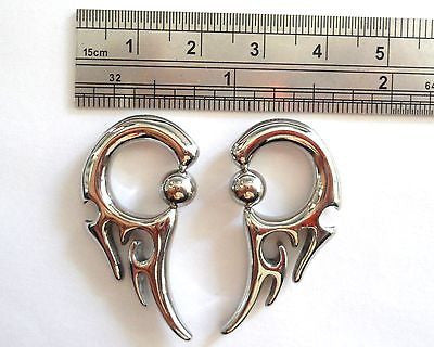 Pair 2 pieces Surgical Steel Captive Tribal Earrings 8 gauge 8g - I Love My Piercings!
