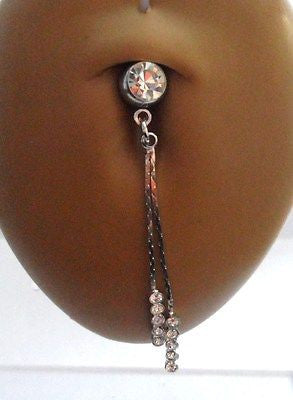 Bioplast PTFE Pregnancy Flexible Clear Crystal Belly Barbell Ring 14 gauge 14g - I Love My Piercings!