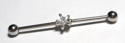 STAR CRYSTAL Industrial Surgical CZ 14g 1&1/2 37mm - I Love My Piercings!