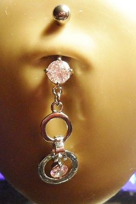 Surgical Steel Belly Ring Barbell Jeweled Crystal Double Hoop Fall 14 gauge 14g - I Love My Piercings!