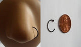 Black TITANIUM Open Hoop Nose Ring Stud 20 gauge 20g 10mm Diameter - I Love My Piercings!