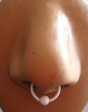 Nose Ring SEPTUM Nostril White Captive Hoop 16 gauge 16g 10mm diameter - I Love My Piercings!