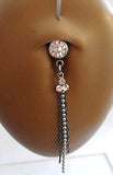 Bioplast Pregnancy Flexible Clear Crystal Drop Belly Barbell Ring 14 gauge 14g - I Love My Piercings!