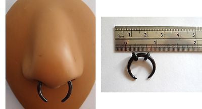 Black Titanium Hoop Pincher Septum Nose Ring 10 gauge 10g - I Love My Piercings!