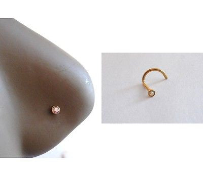 GOLD Titanium Small 2mm Crystal Nose Screw Ring Twist 20g 20 gauge Iridescent - I Love My Piercings!