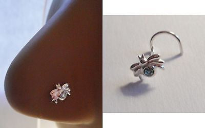 Spider Nose Screw Twisted Curled Ring Post Clear Crystal 20 gauge 20g - I Love My Piercings!