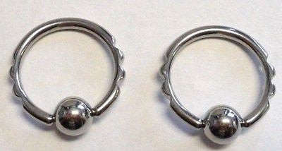 Pair TRIBAL NOTCH Captives Rings Hoops 16g 16 gauge 1/2 inch diameter - I Love My Piercings!