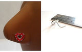 Sterling Silver Nose Stud Pin Ring L Shape Large Heart 20g 20 gauge Red - I Love My Piercings!