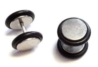 Fake Silver STEEL Immatation Plugs Cheater Ear Rings - I Love My Piercings!