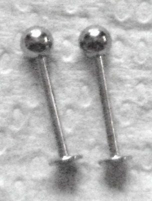Surgical Steel Studs Posts 16 gauge 16g 8mm 4mm balls - I Love My Piercings!
