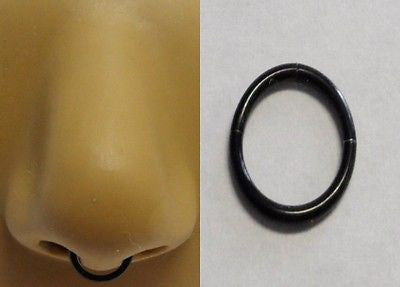 Black Titanium Plated Seamless Segment Septum Nose Ring Hoop 16g 16 gauge 8mm - I Love My Piercings!