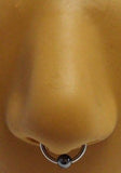 Surgical Steel Hematite Bead Captive Nose Septum Ring Hoop 14g 14 gauge 10mm - I Love My Piercings!