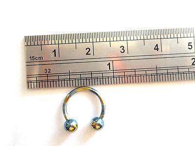 Blue Gold Titanium Horseshoe Circular Lip Helix Septum Hoop Ring 16 gauge 16g - I Love My Piercings!