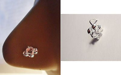 Sterling Silver Nose Stud Pin Ring L Shape Post Crystal Swirl  20g 20 gauge - I Love My Piercings!