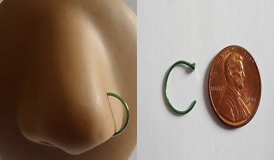 Green TITANIUM Open Hoop Nose Ring Stud 20 gauge 20g 10mm Diameter - I Love My Piercings!
