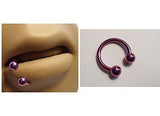 Purple Titanium Half Hoop Horseshoe Side Bottom Lip Ring 14 gauge 14g 10mm - I Love My Piercings!