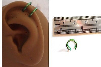 Ear Cuff Fake Helix Cartilage Piercing Jewelry Ear Hoop Titanium Green - I Love My Piercings!
