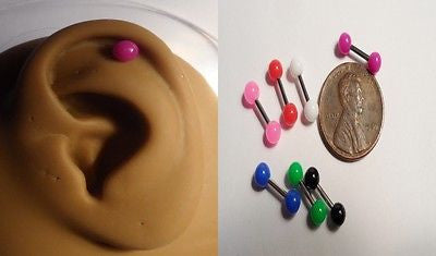 7 Piece Cartilage Helix Tragus Ear Studs Posts Barbells Balls 16 gauge 16g - I Love My Piercings!