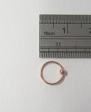 18k Rose Gold Plated Hoop Ring Thin 22 gauge 22g Ball Attached 7mm Diameter