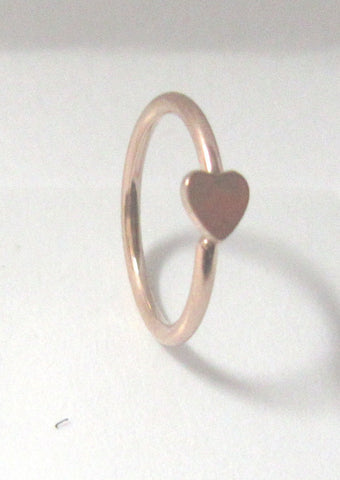 18k Rose Gold Plated Heart Seamless Ear Cartilage Hoop Ring 20 gauge 20g
