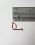 Rose Gold Clear Crystal Nose Stud Twist Curl Cork Screw Post Ring 18 gauge 18g - I Love My Piercings!