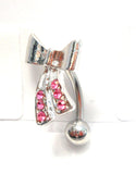 Surgical Steel Pink Crystal Ribbon Bow VCH Jewelry Clitoral Cit Bar Hood Ring 14 gauge - I Love My Piercings!