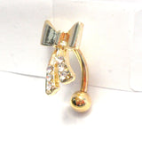 18k Gold Plated Barbell Ribbon Bow Crystal VCH Jewelry Clitoral Clit Hood 14 gauge 14g - I Love My Piercings!