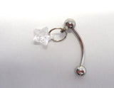 Star Clear Crystal Dangle Barbell Bar VCH Jewelry Clit Clitoral Hood Ring 16 gauge 16g - I Love My Piercings!