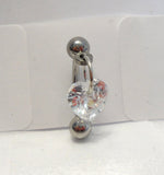 Heart Clear Crystal Dangle Barbell Bar VCH Jewelry Clit Clitoral Hood Ring 16 gauge 16g - I Love My Piercings!